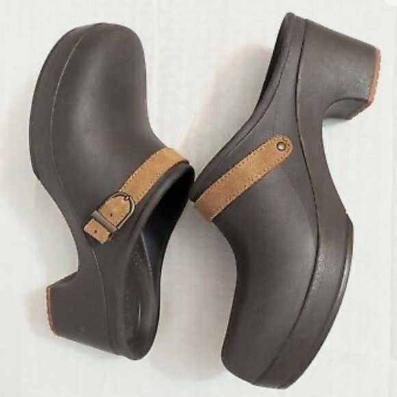 🍓CROCS SARAH CLOG WOMEN 8 waterproof arch support nonmarking sole leather strap - Picture 2 of 9